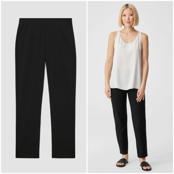 EILEEN FISHER System Washable Stretch Crepe Slim Ankle Pant Black size M - Picture 7 of 12